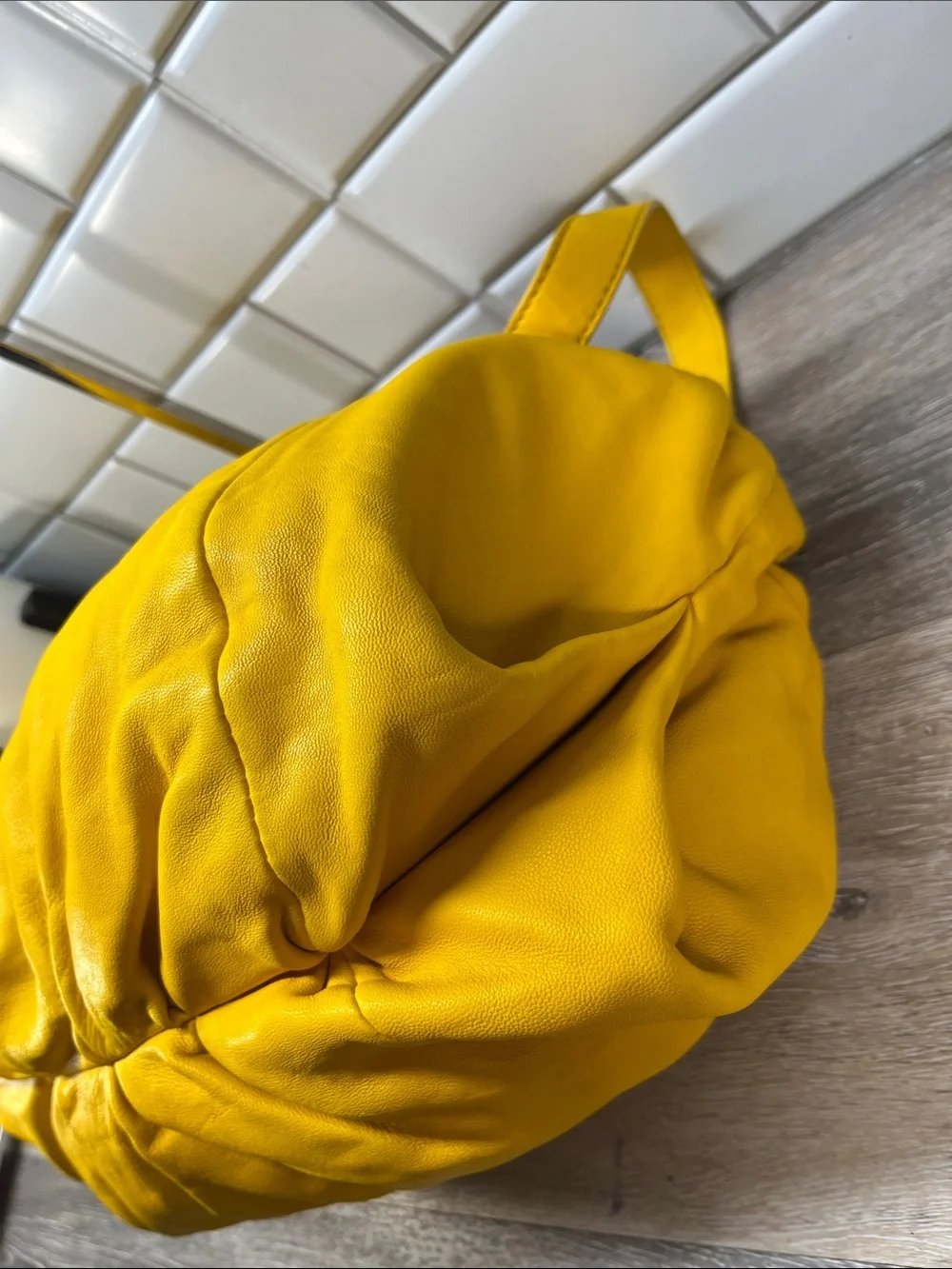 Michael Kors Yellow Pleated Shoulder Bag with Chain Detail